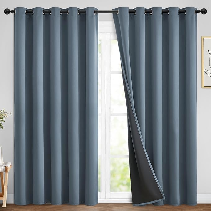 Yakamok 100% Blackout Lined Panels, Room Darkening Thermal Insulated Blackout