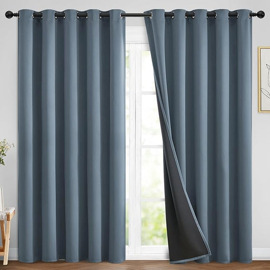 Yakamok 100% Blackout Lined Panels, Room Darkening Thermal Insulated Blackout