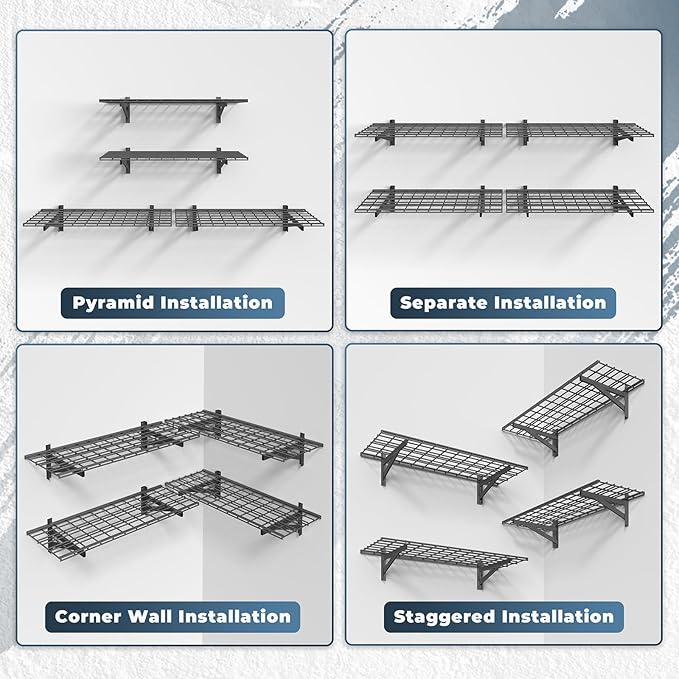 Jusgym 4 Pack Heavy Duty Garage Wall Shelving Set, Wall Mounted Garage Shelves