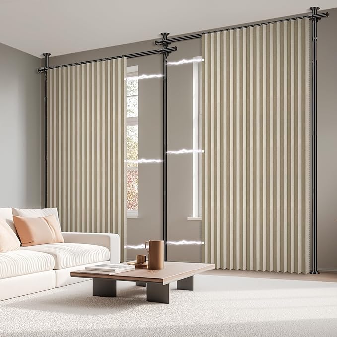 100% Blackout Room Divider Curtains Sets Beige W100 x L84 in, 2 Panels Curtain