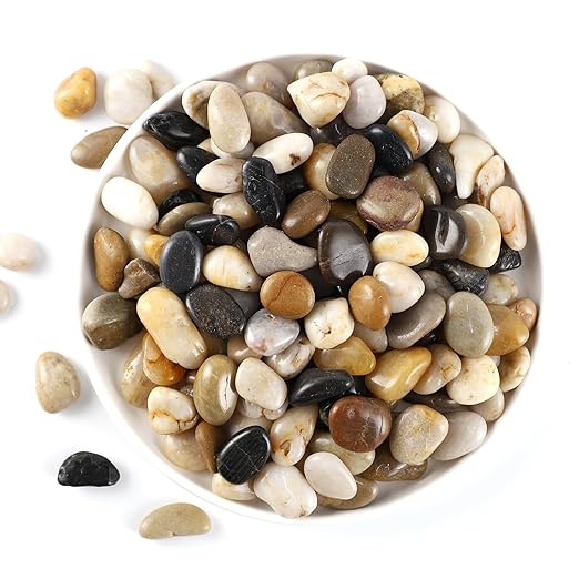 20LB Polished River Rocks for Plants with Mixed Colors 1/4-5/8Inch Decorative Natural River Stones Pebbles for Outdoor Small Stones Gravels for Home Decoration