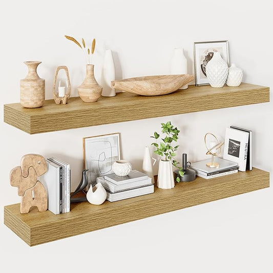 Heimlove Floating Shelves for Wall Set of 2, 9.3" Deep Wall Shelves, 39.4" W x