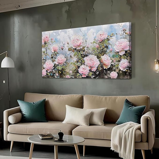 Ardemy Flower Wall Art Canvas Art Wall Decor, Floral Painting Textured Picture