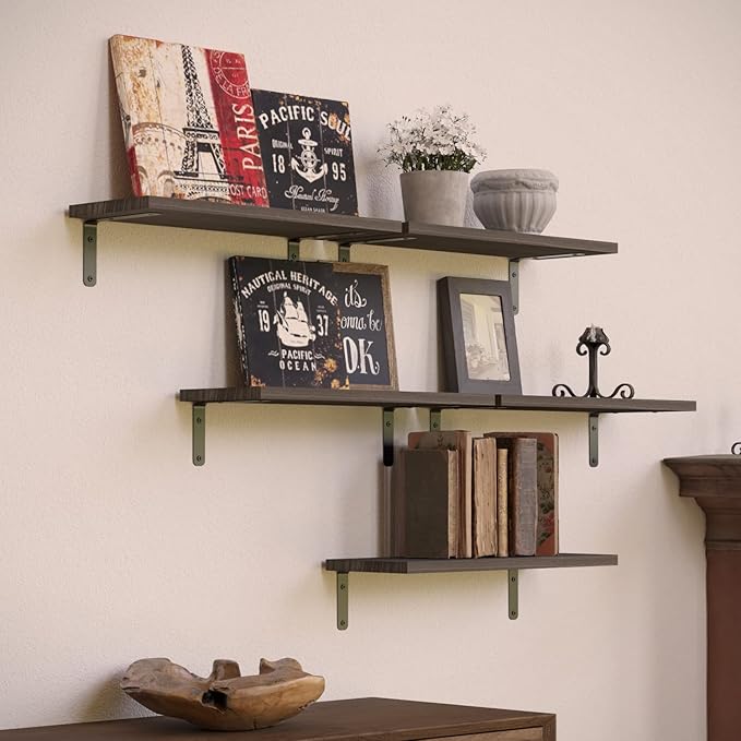RICHER HOUSE Floating Shelves for Wall Décor, Rustic Wood Wall Mounted Shelves