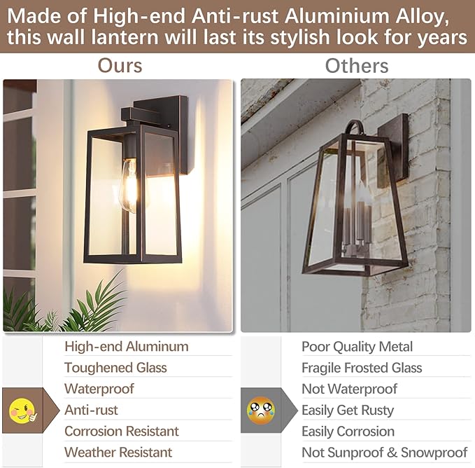 MAXvolador Outdoor Wall Sconce, Large Exterior Waterproof Wall Lantern Light