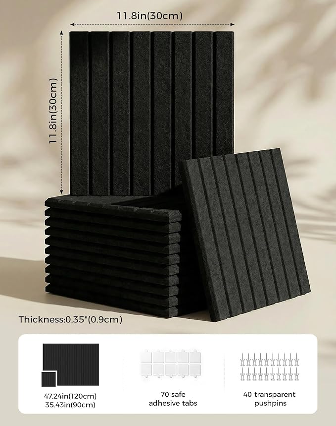 Aothia 12-Pack Felt Bulletin Board Tiles 48"x36", Modular Pin Board