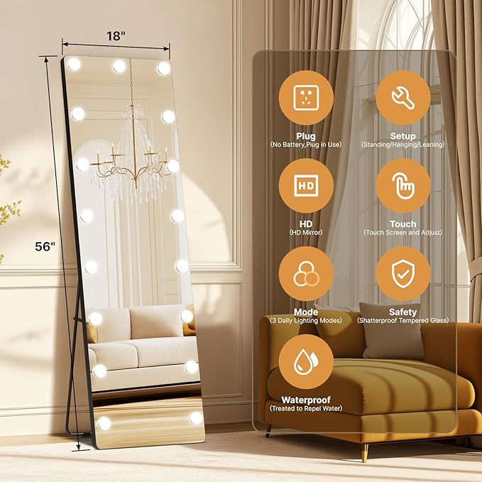 Kosmonia 56x18 Hollywood Full Length Mirror