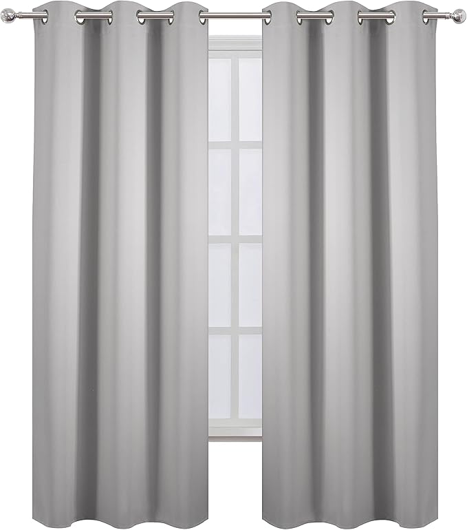 LEMOMO Light Grey Blackout Curtains 34 x 84 Inch Length/Set of 2 Curtain