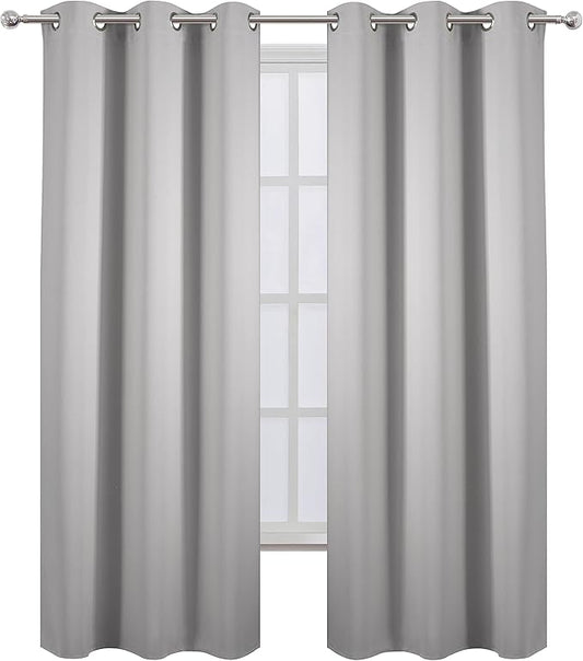 LEMOMO Light Grey Blackout Curtains 34 x 84 Inch Length/Set of 2 Curtain