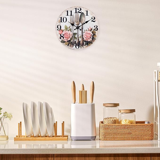 Kitchen Wall Clock, Vintage Floral Wall Clocks