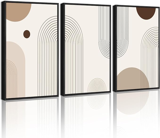 PHOPAGO Boho Wall Art Minimalist Bohemain Framed Wall Printing 11x14in Abstract