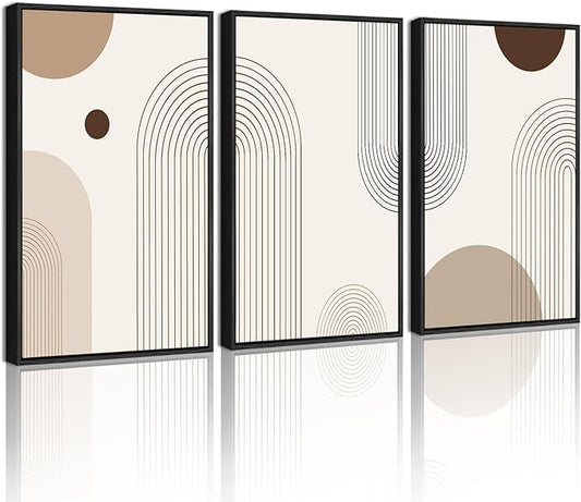 PHOPAGO Boho Wall Art Minimalist Bohemain Framed Wall Printing 11x14in Abstract