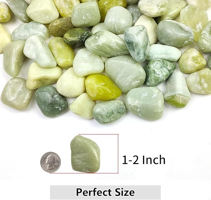 YISZM 2lbs Jade Pebbles for Plants, 1-2 Inch High Polished Natural River Rocks for Landscaping, Decorative Stones Vase Filler Fish Tank Aquariums Garden Outdoor and Indoor DIY