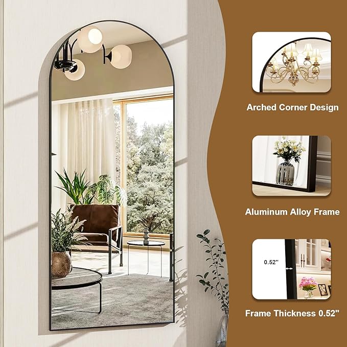 HARRITPURE 56"x21"Full Length Mirror Arch Floor Mirrors