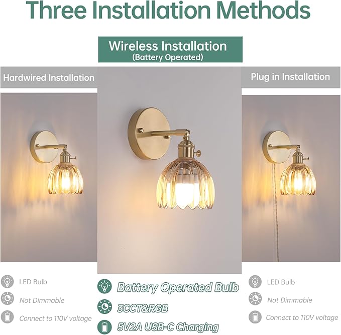 Shenmoyl Vintage Battery Operated Wall Sconce