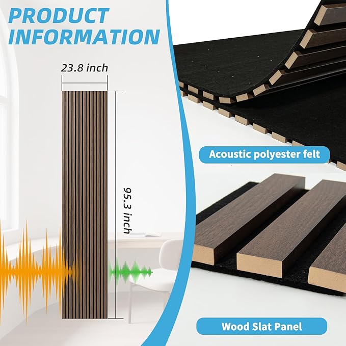 Art3d 2-Pack Acoustic Wood Slat Wall Panel