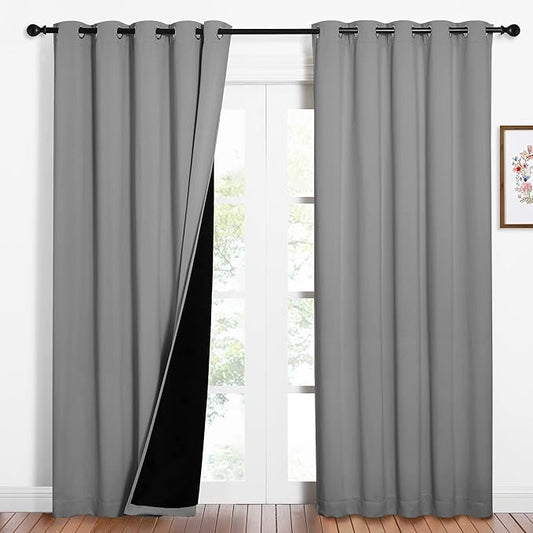 NICETOWN Silver Grey Full Shade Curtain Panels, Pair of Energy Smart & Noise