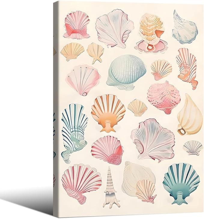 Pink Seashell Posters Coastal Cowgirl Canvas Wall Art Beach House Starfish