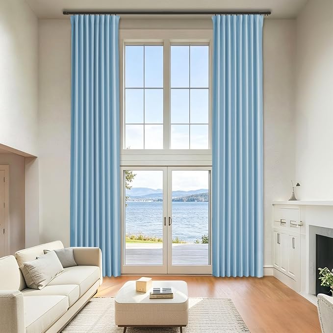 Ceiling Pinch Pleated Blackout Drapes 52 x 108 Inch Length 2 Panels