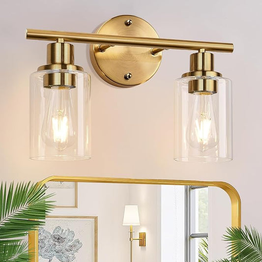 Zarbitta 2-Light Bathroom Light Fixtures, Brushed Gold Vanity Light, Modern