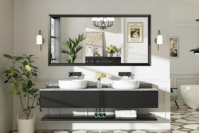 Briivue 72x36 Inch Black Bathroom Mirror