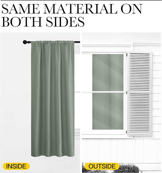 NICETOWN 2 Panels Blackout Curtains, Rod Pocket Window Curtains Room Darkning