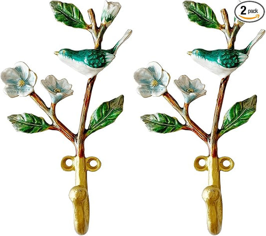 2 Pack Decorative Wall Hooks, Vintage Bird Shaped Metal Wall Hook