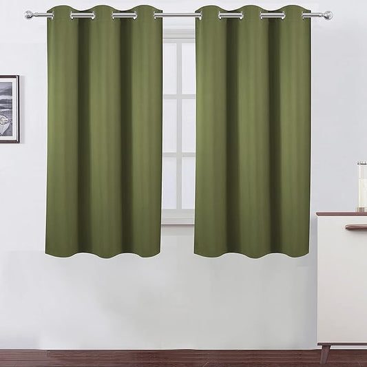 LEMOMO Oilve Green Blackout Curtains 38 x 54 Inch Length/Set of 2 Curtain