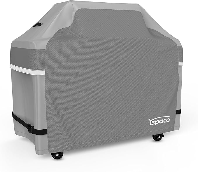 YSPACE Grill Cover 52 Inch Heavy Duty Waterproof, 7106 BBQ Gas Grill Cover with Reflective Strips & Buckle Straps, Fits Weber Spirit 300 Series, Spirit E-310 E-315 E-330, Char-Broil, Nexgrill