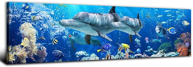 Ocean Dolphin Wall Art for Bathroom Nautical Theme Picture Photo Coastal Room