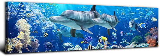 Ocean Dolphin Wall Art for Bathroom Nautical Theme Picture Photo Coastal Room