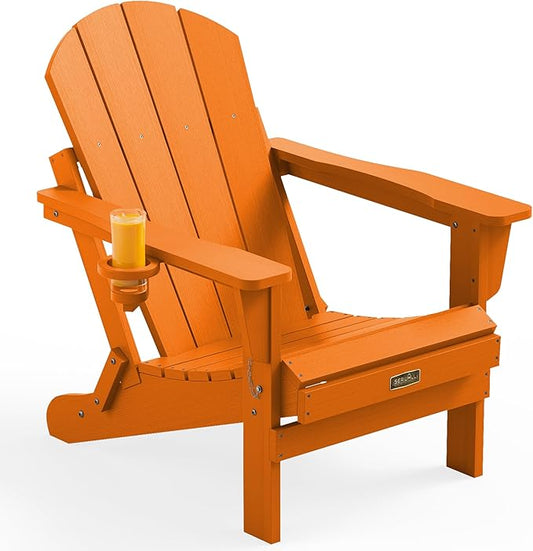 SERWALL Adirondack Chair for Patio Garden Outdoors Heavy All-Weather Fire Pit Chairs - Orange