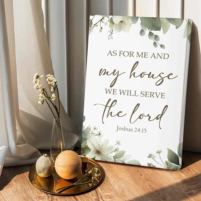 HIWX Christian Wall Decor, as for Me and My House Bible Verses Sage Green