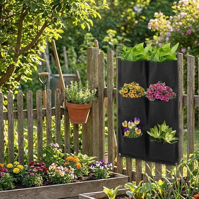 WFIST Vertical Hanging Planter Bag, Breathable Felt Wall Garden Planter