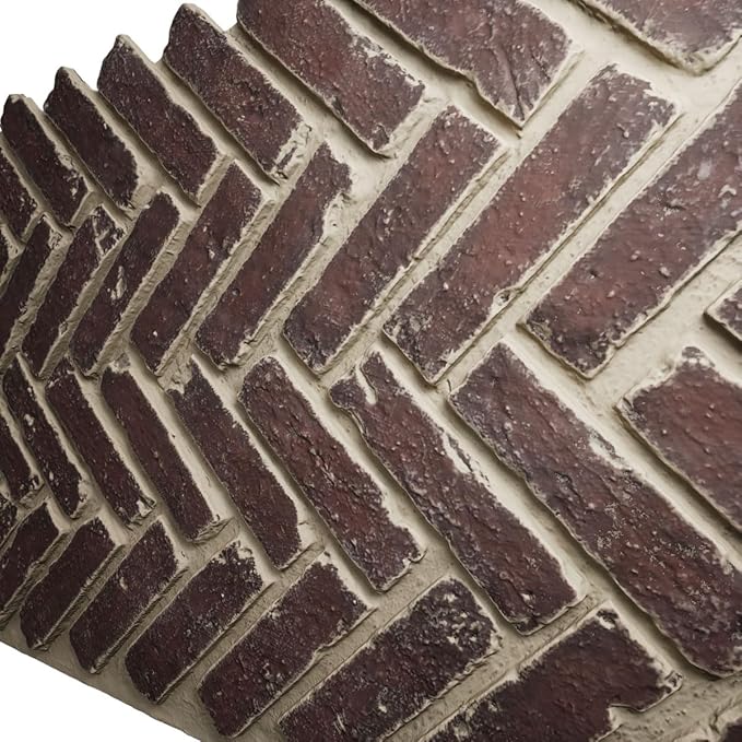 EverStone Herringbone Faux Brick Panel, 46 1/2"W x 25 1/4"H x 1"D, Merlot Color