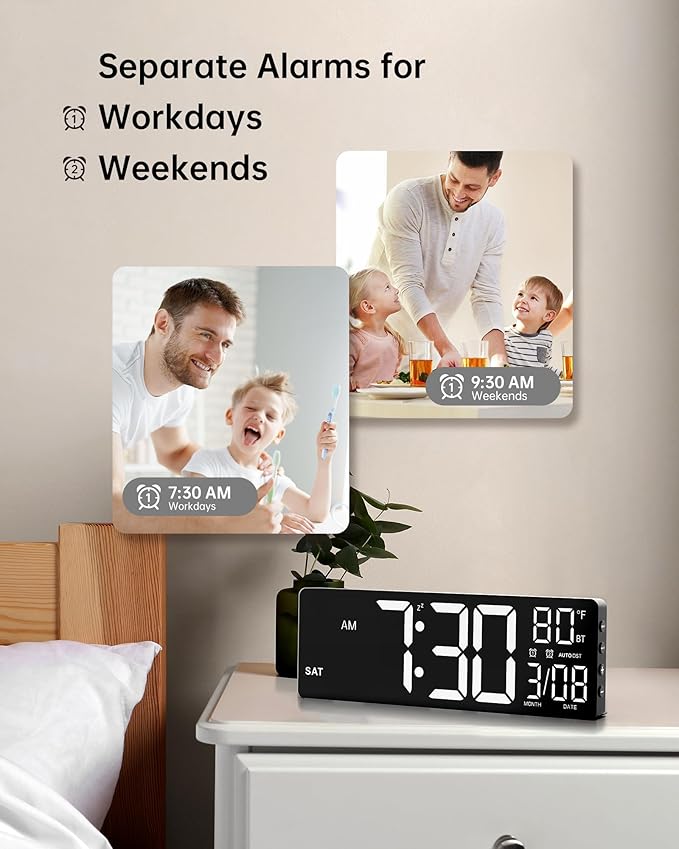 EASYERA 12" Digital Wall Clock for Classroom Livingroom Game Home Decor