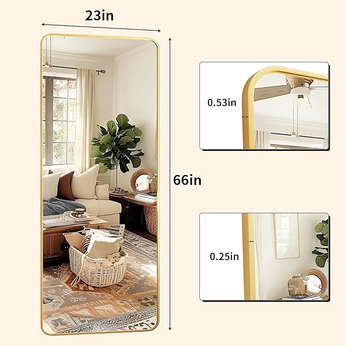 XRAMFY Full Length Mirror 23"x66", Large Floor Mirror