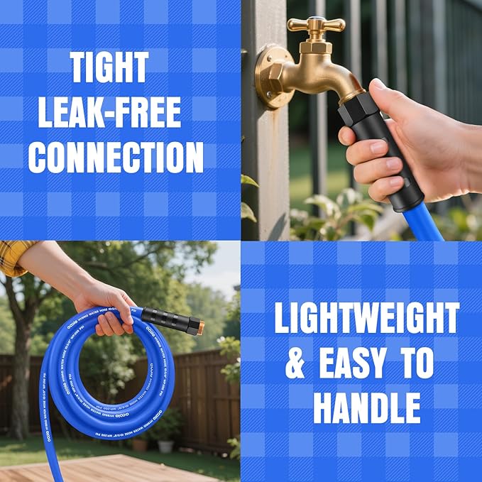 Heavy Duty Garden Hose 50 ft, Non-Expanding Flexible Water Hose, Kink Resistant Lightweight Hybrid Hose, Leakproof Hose Male to Female Fittings