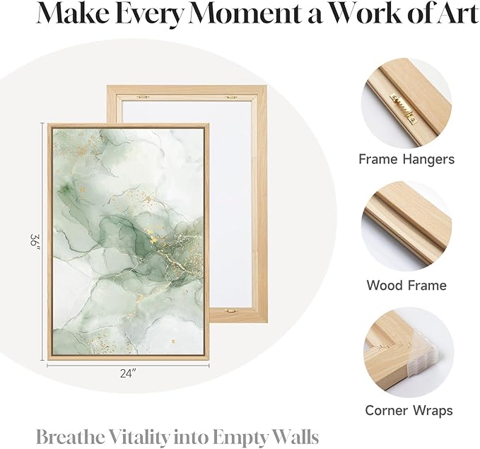 Framed Sage Green Abstract Wall Art