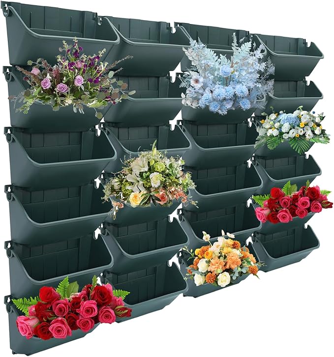 24 Pack Vertical Garden Planter, 13 inch Wall Mounted Planter