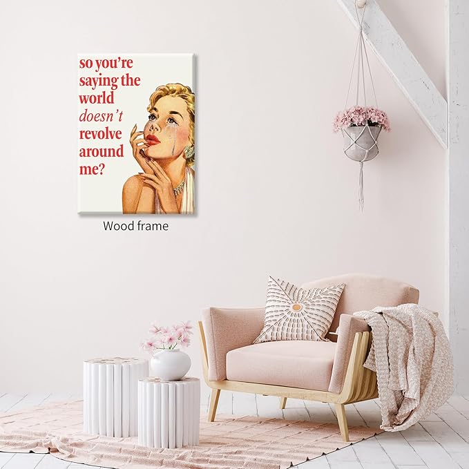 70s Pink Sexy Women Poster Funky Funny Quote Wall Art Retro Housewife Picture