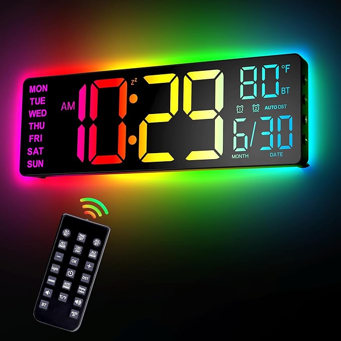 EASYERA 12" Digital Wall Clock for Classroom Livingroom Game Home Decor