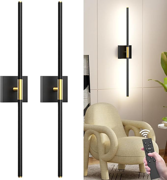 31.5 Inch Battery Operated Wall Sconce Set of Two, 8000mAh USB Rechargeable