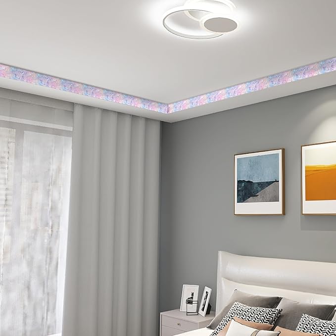 HOMETITUTE Wallpaper Border Peel and Stick Wall Border 4x196 Inch Iridescent