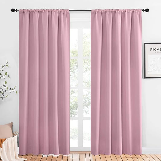 NICETOWN Window Curtains Blackout Drapes, Rouge Pink, 1 Pair, 52 by 84-Inch