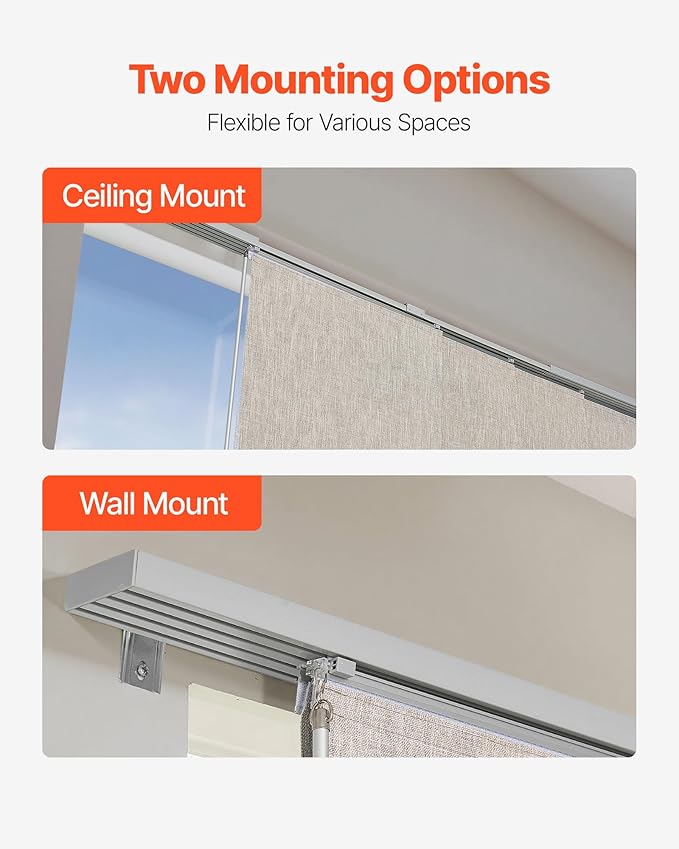 VEVOR Panel Track Blinds, Extendable Track from 45.8 in to 86 in W, Trimmable