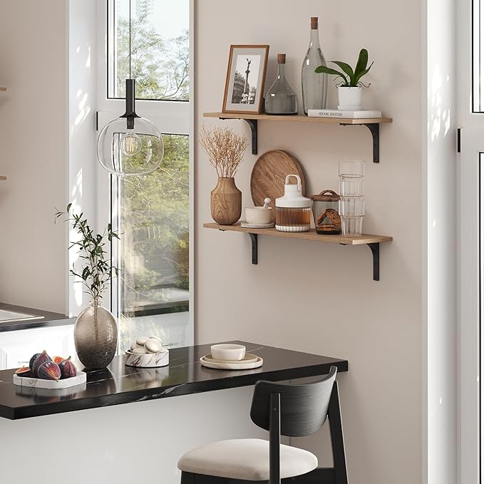 DINZI LVJ Long Wall Shelves, 31.5 Inch Wall Mounted Shelves Set of 2,