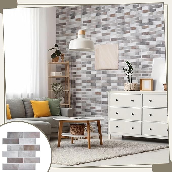 12PCS 3D Wall Panels Peel and Stick Foam Faux Brick Wall Panels, Self-Adhesive