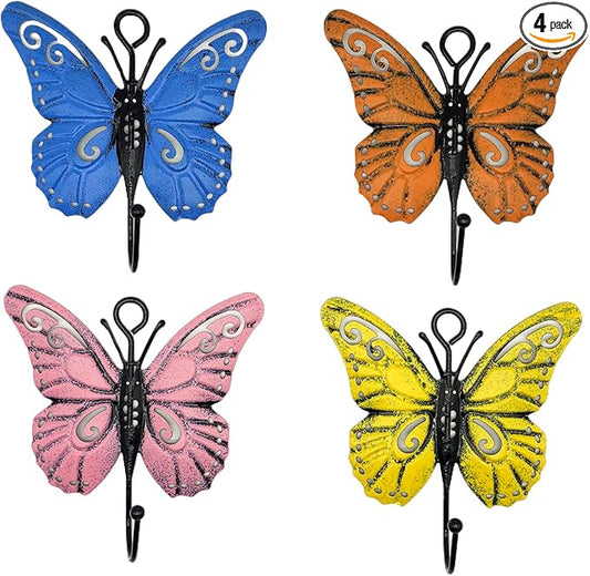 4 Pcs Butterfly Coat Hooks, Towel Wall Hooks Hanging, Room Wall Decoration