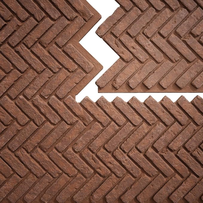 EverStone Herringbone Faux Brick Panel, 46 1/2"W x 25 1/4"H x 1"D, Pizzeria